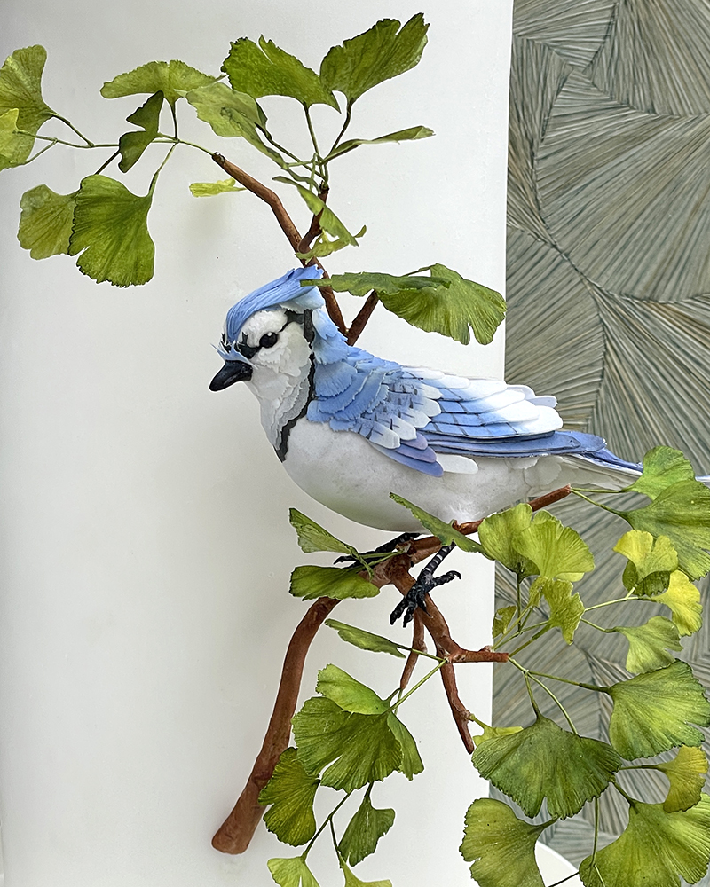 Wafer Paper Blue Jay Ginkgo - Chokolate Designs